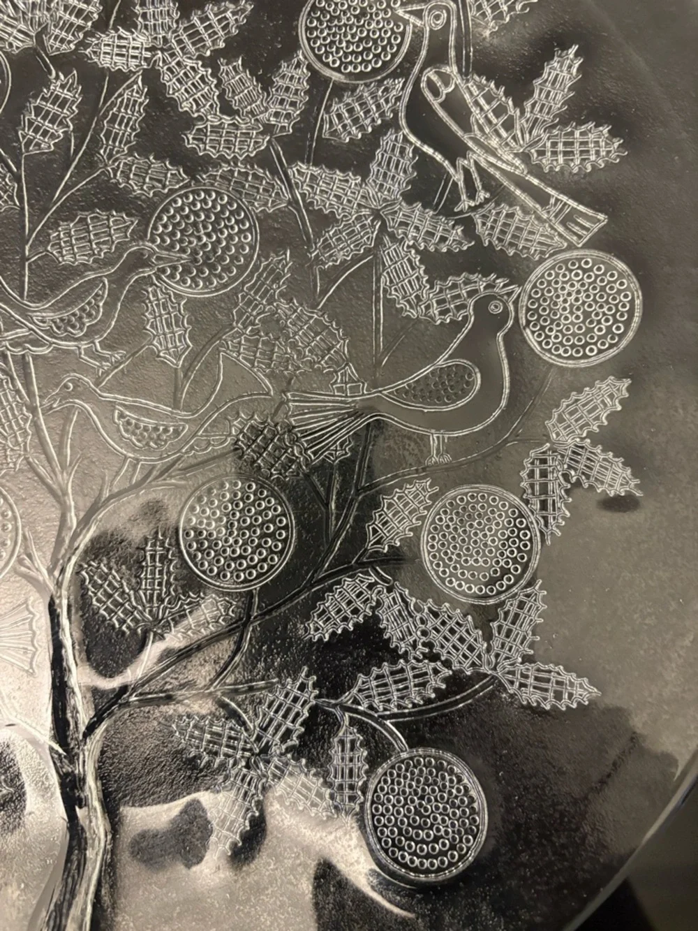 B.Altman’s Tree of life Angel glass plate 12.5” clear embossed vintage